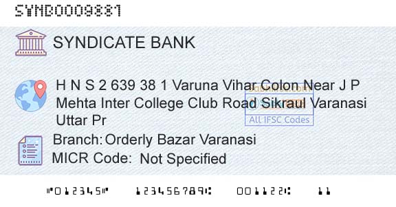 Syndicate Bank Orderly Bazar VaranasiBranch 