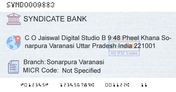 Syndicate Bank Sonarpura VaranasiBranch 