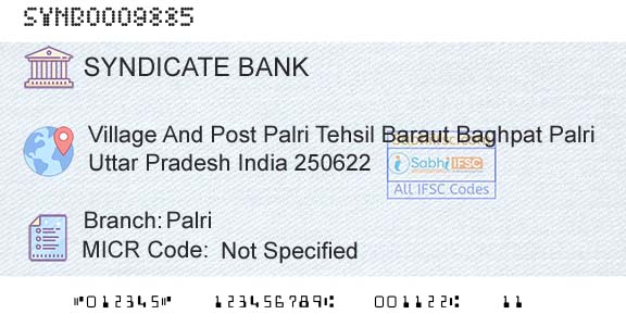 Syndicate Bank PalriBranch 