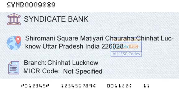 Syndicate Bank Chinhat LucknowBranch 
