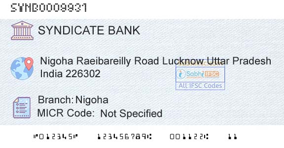 Syndicate Bank NigohaBranch 