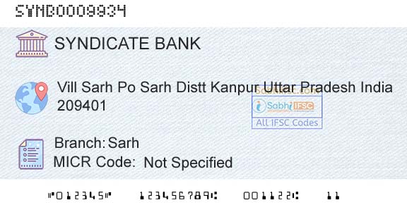 Syndicate Bank SarhBranch 