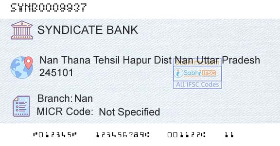 Syndicate Bank NanBranch 