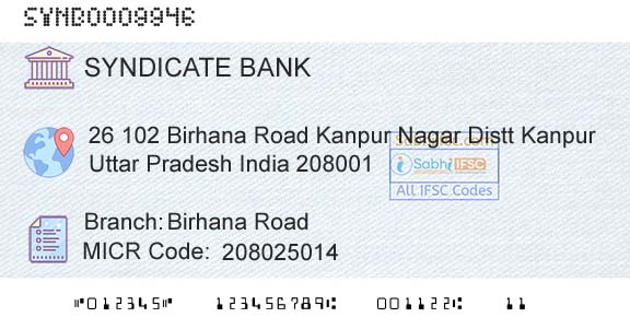Syndicate Bank Birhana RoadBranch 