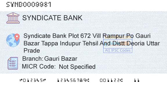 Syndicate Bank Gauri BazarBranch 