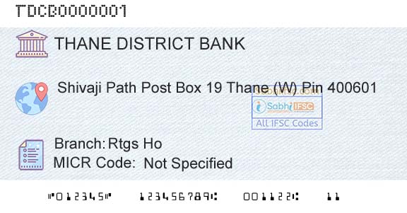 The Thane District Central Cooperative Bank Limited Rtgs HoBranch 