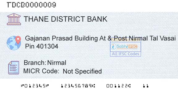 The Thane District Central Cooperative Bank Limited NirmalBranch 