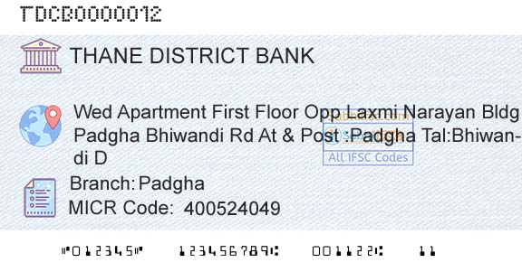 The Thane District Central Cooperative Bank Limited PadghaBranch 