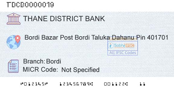 The Thane District Central Cooperative Bank Limited BordiBranch 