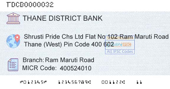 The Thane District Central Cooperative Bank Limited Ram Maruti RoadBranch 