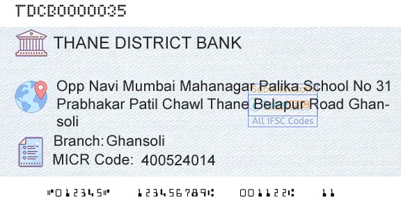The Thane District Central Cooperative Bank Limited GhansoliBranch 