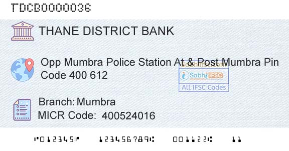 The Thane District Central Cooperative Bank Limited MumbraBranch 