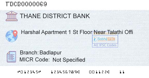 The Thane District Central Cooperative Bank Limited BadlapurBranch 