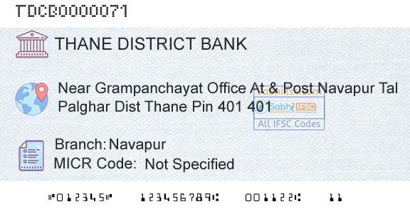 The Thane District Central Cooperative Bank Limited NavapurBranch 