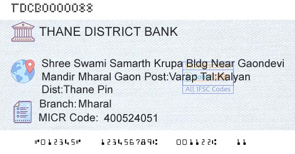 The Thane District Central Cooperative Bank Limited MharalBranch 