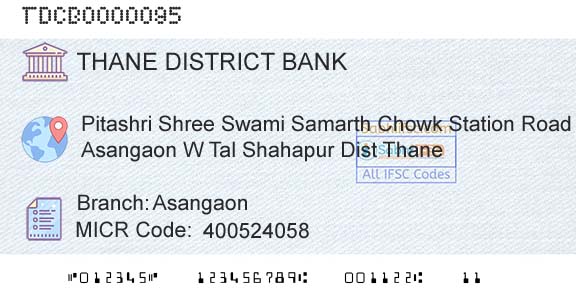 The Thane District Central Cooperative Bank Limited AsangaonBranch 