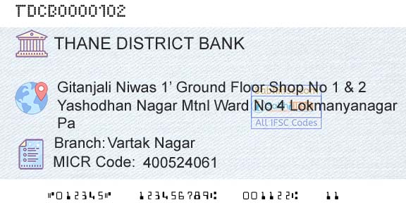 The Thane District Central Cooperative Bank Limited Vartak NagarBranch 