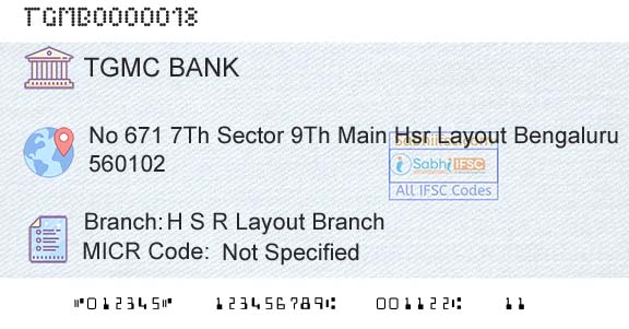 Tumkur Grain Merchants Cooperative Bank Limited H S R Layout BranchBranch 