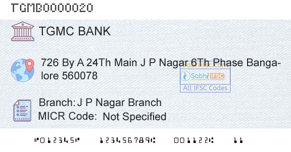 Tumkur Grain Merchants Cooperative Bank Limited J P Nagar BranchBranch 