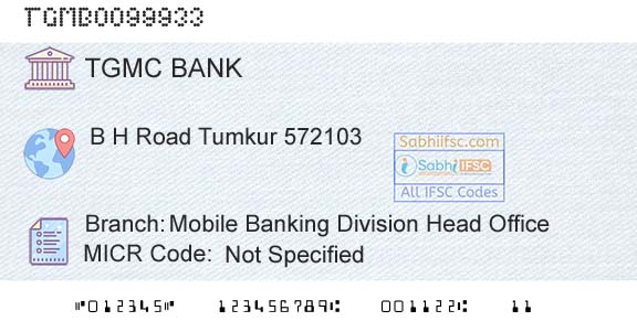 Tumkur Grain Merchants Cooperative Bank Limited Mobile Banking Division Head OfficeBranch 