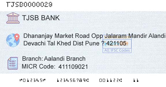 Tjsb Sahakari Bank Ltd Aalandi BranchBranch 