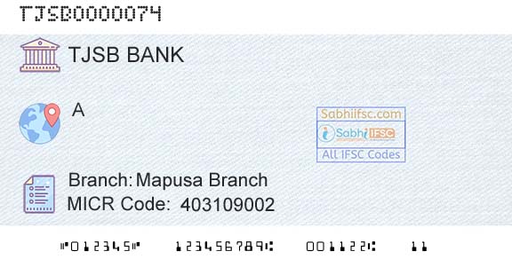 Tjsb Sahakari Bank Ltd Mapusa BranchBranch 