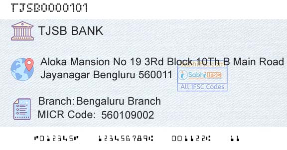 Tjsb Sahakari Bank Ltd Bengaluru BranchBranch 
