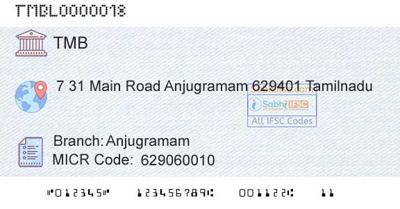 Tamilnad Mercantile Bank Limited AnjugramamBranch 