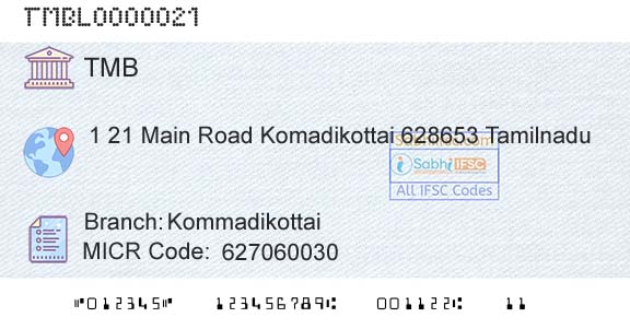 Tamilnad Mercantile Bank Limited KommadikottaiBranch 