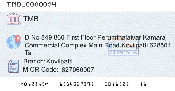 Tamilnad Mercantile Bank Limited KovilpattiBranch 
