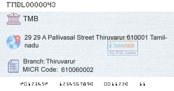 Tamilnad Mercantile Bank Limited ThiruvarurBranch 