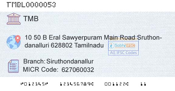 Tamilnad Mercantile Bank Limited SiruthondanallurBranch 