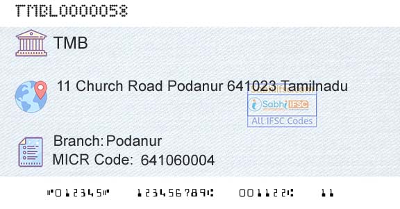 Tamilnad Mercantile Bank Limited PodanurBranch 