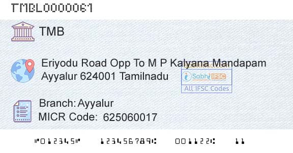 Tamilnad Mercantile Bank Limited AyyalurBranch 