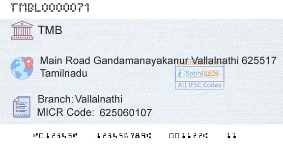 Tamilnad Mercantile Bank Limited VallalnathiBranch 