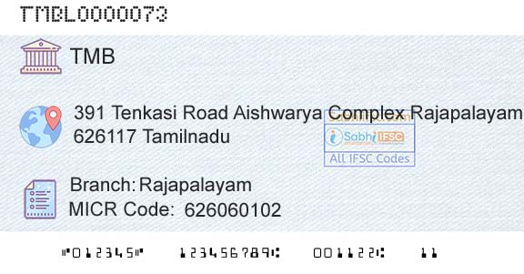 Tamilnad Mercantile Bank Limited RajapalayamBranch 