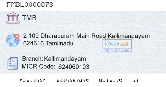 Tamilnad Mercantile Bank Limited KallimandayamBranch 