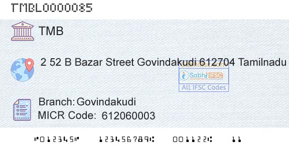 Tamilnad Mercantile Bank Limited GovindakudiBranch 