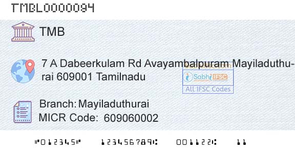 Tamilnad Mercantile Bank Limited MayiladuthuraiBranch 