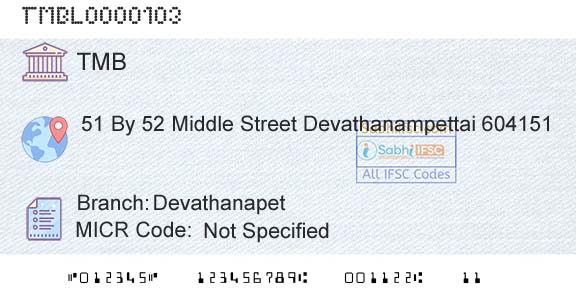 Tamilnad Mercantile Bank Limited DevathanapetBranch 