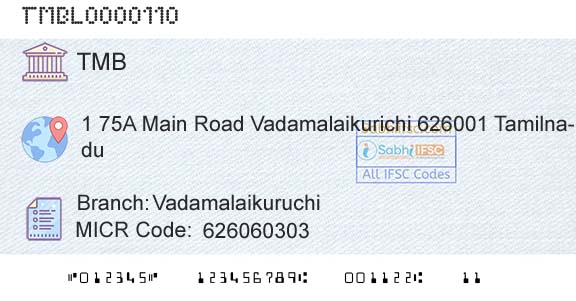 Tamilnad Mercantile Bank Limited VadamalaikuruchiBranch 