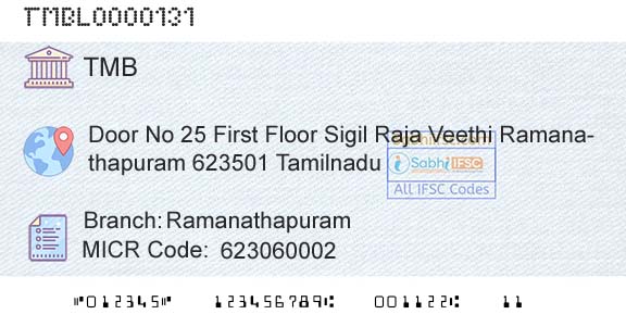 Tamilnad Mercantile Bank Limited RamanathapuramBranch 