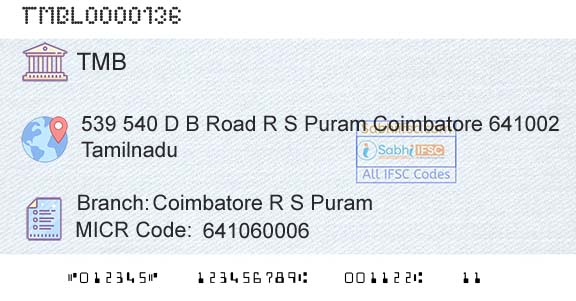 Tamilnad Mercantile Bank Limited Coimbatore R S PuramBranch 