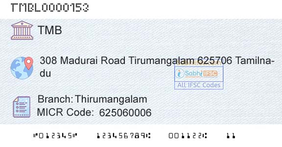 Tamilnad Mercantile Bank Limited ThirumangalamBranch 