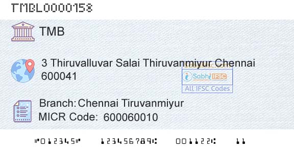 Tamilnad Mercantile Bank Limited Chennai TiruvanmiyurBranch 