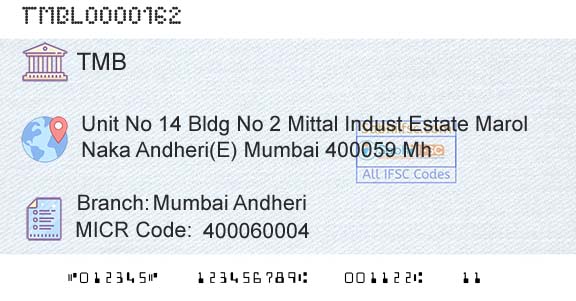 Tamilnad Mercantile Bank Limited Mumbai AndheriBranch 