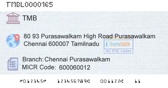 Tamilnad Mercantile Bank Limited Chennai PurasawalkamBranch 