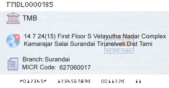Tamilnad Mercantile Bank Limited SurandaiBranch 