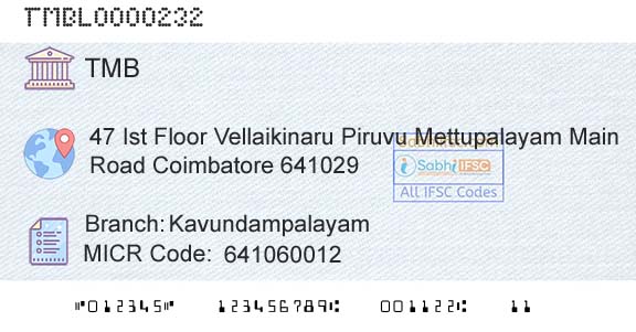 Tamilnad Mercantile Bank Limited KavundampalayamBranch 