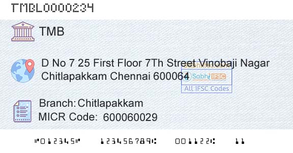 Tamilnad Mercantile Bank Limited ChitlapakkamBranch 